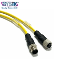Kabel M12 Abu-abu Kustom 2 3 4 5 6 8 12 Pin Konektor Overmolded Male Female Cordset dengan Kabel Terlindung Berkode