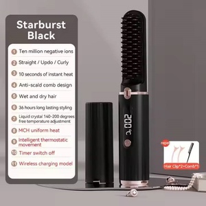 Peigne boucleur électrique pour cheveux, outil de coiffage et de soin capillaire pour usage domestique et professionnel, peigne lisseur en cuivre à air chaud - Product Image 1