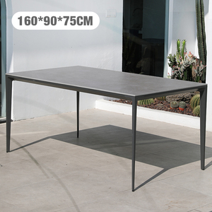 Conjunto de Comedor Moderno de Aluminio para Exteriores con Sillas de Mimbre y Mesa de Piedra/Madera Plástica, Capacidad para 6 Personas, Duradero e Impermeable - Product Image 4