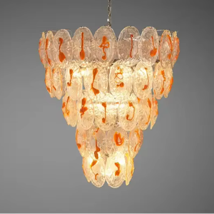 <span class=keywords><strong>Lampadario</strong></span> Vintage italiano strutturato Murano in vetro <span class=keywords><strong>arancione</strong></span> - Product Image 5