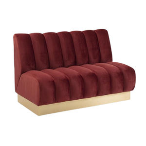 Canapé Rouge Contemporain en Velours et Bois pour Restaurant, Café, Salon, Hôtel, Bar et Intérieur Commercial - Product Image 4