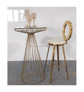 ナイトクラブハイフットカフェテーブルリビングルーム強化ガラストップレジャーバーテーブルと椅子セット