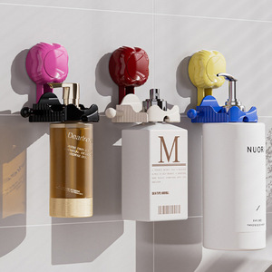 Suction Cup Shower Gel Hanger Plastic Wall Mounted Shampoo Holder With Hooks For Bathroom Storage - Product Image 3