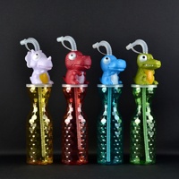 Gobelet isotherme en plastique de 500 ml avec paille intégrée, motif animalier de dessin animé, idéal pour boissons froides et thé au lait, parfait pour les sites touristiques et les parcs d'attractions
