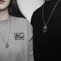 Colliers de Couple Romantiques Puzzle Carré Tendance en Acier Inoxydable, Bijoux Collier Simple Personnalisé Style Hip Hop pour Hommes et Femmes