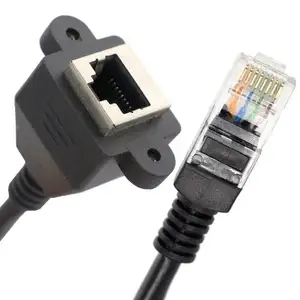 Cabo de extensão de montagem em painel Rj45 macho para fêmea, cabo de extensão personalizado de 1m 2m 3m para Ethernet de rede