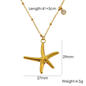 Edelstahl Summer Sea Element Halskette Strand Starfish Dolphin Conch Shell Anhänger Halskette mit Geburts stein - Product Image 2