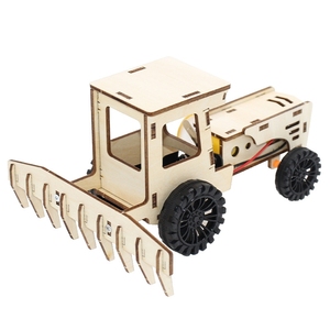 OKYN-G5552 <b>Wooden</b> DIY Bulldozer Science Experiment <b>Kit</b> STEM Electric Assembly Tractor <b>Model</b> Educational Engineering Toy - Product Image 1