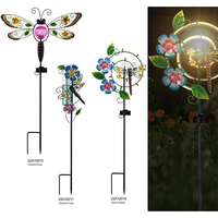 Estaca de jardín Solar Vintage, Libélula de Metal, decoración de Patio, flor de hierro, iluminación de paisaje para exteriores, hogar, estilo girasol