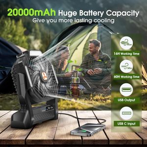 Premium portatile 20000mAh Cordless LED lanterna ricaricabile USB C azionata per tenda da campeggio all'aperto funzione indossabile - Product Image 5