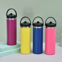 Logo personnalisé 20oz gobelet gravé au laser en poudre revêtement maigre en acier inoxydable droite thermique tasse à café tasse de voyage avec poignée