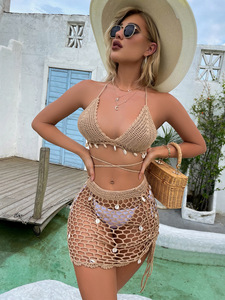 King Mcgreen Star Met De Hand Gehaakte Trekkoordband Met Uitgeholde Shell <span class=keywords><strong>Bikini</strong></span> Gecombineerd Met Een Korte Rokje Roze - Product Image 2