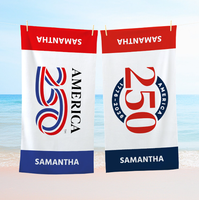Serviette de plage en microfibre avec logo du 250e anniversaire de l'usine américaine, douce, respectueuse de la peau, à absorption rapide, pour les sports de plein air