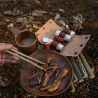 Kit portable d'épices en cuir de vachette, style ferme, toutes saisons, pour camping en extérieur, barbecue, rangement d'assaisonnements, outil de survie, cuisine