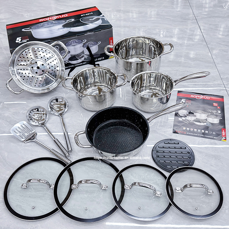 Top Quality Luxury Stainless Steel Pot Set Kitchen Non Stick 13 Pieces Cookware Sets · image 1