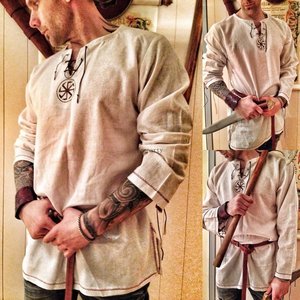 Costume de Chevalier Médiéval pour Cosplay, Tunique, Costumes d'Halloween pour Hommes, Déguisement de <span class=keywords><strong>Pirate</strong></span> Adulte, Vêtements Fantaisistes, Chemises de Carnaval - Product Image 1