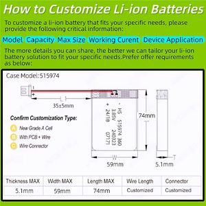 4750mah 825575 电池定制锂充电电池 3.7v 400mah 6000mah 锂电池 22.2wh 适用于 Microsoft Surface Laptop Studio - Product Image 4