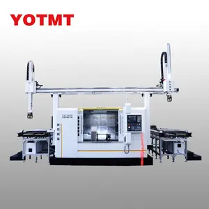 China Hot Fabricante dupla torre girando máquina cama inclinada torno cnc com extremidade dupla