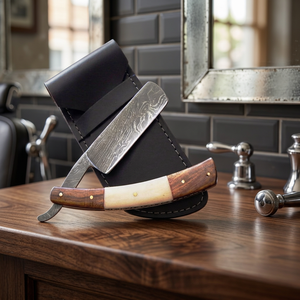 ASAP Foldable Damascus Stainless Steel Cut Throat <b>Razor</b> for <b>Men</b> Luxury Barber Straight <b>Razor</b> with Wood Handle - Product Image 4