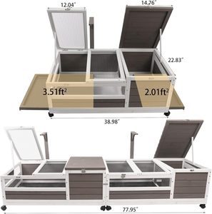 Habitat pour tortue, grande maison en bois d'intérieur, roues, enclos extérieur pour tortue, reptile, imperméable, anti-fuite - Product Image 6