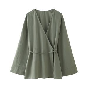 Conjuntos informales <span class=keywords><strong>de</strong></span> 2 piezas <span class=keywords><strong>para</strong></span> el hogar <span class=keywords><strong>para</strong></span> mujer, camisas <span class=keywords><strong>de</strong></span> manga larga con solapa, <span class=keywords><strong>traje</strong></span> elegante <span class=keywords><strong>para</strong></span> mujer, pantalones <span class=keywords><strong>de</strong></span> pierna ancha con cordón suelto <span class=keywords><strong>de</strong></span> primavera 2024 - Product Image 4