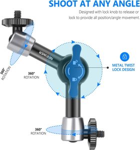 NEEWER Bras articulé à friction réglable de 15 cm avec vis 1/4'' aux deux extrémités, compatible avec les cages <span class=keywords><strong>SmallRig</strong></span>, les flashs, les éclairages LED, les micros et les moniteurs - Product Image 5