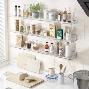 Étagère murale multifonctionnelle en acrylique à effet vague, pour rangement de salle de bain, décoration murale, cuisine, chambre, design injecté unique - Product Image 5