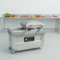 Machine d'emballage sous vide semi-automatique électrique à double chambre 600PD pour cuisine centrale commerciale, machine d'emballage chimique, fonctionnement simple