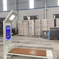 Vincentaa Banc intelligent avec panneaux solaires Chaises d'arrêt de bus extérieur Banc de patio