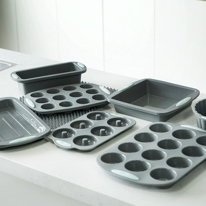 Choix durable, moules à gâteau en silicone gris antiadhésifs et adaptés aux aliments, pour des fêtes d'anniversaire saines pour les enfants, outils de pâtisserie pour cupcakes - Product Image 1
