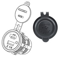 Soket Charger Mobil USB Port Tipe C PD 12V 24V 3.1A Dengan LED untuk Adaptor Moto