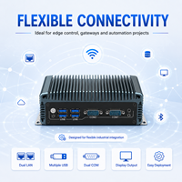 Mini PC Compacto Silencioso con Doble Pantalla, LAN, USB, COM y Audio para Controlador de Kiosco Gateway, Compatible con Windows y Linux