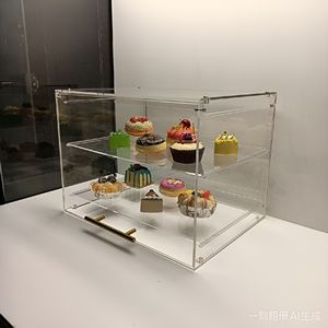 Vitrina de Acrílico de 2 Niveles Personalizable para Exhibición de Pastelería con Puerta Frontal para Donuts, Bagels, Pasteles y Galletas - Product Image 3