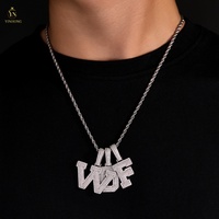 Collier en argent 925 avec pendentif personnalisé en moissanite, initiale en majuscule, pendentif de nom unisexe, bijoux personnalisés