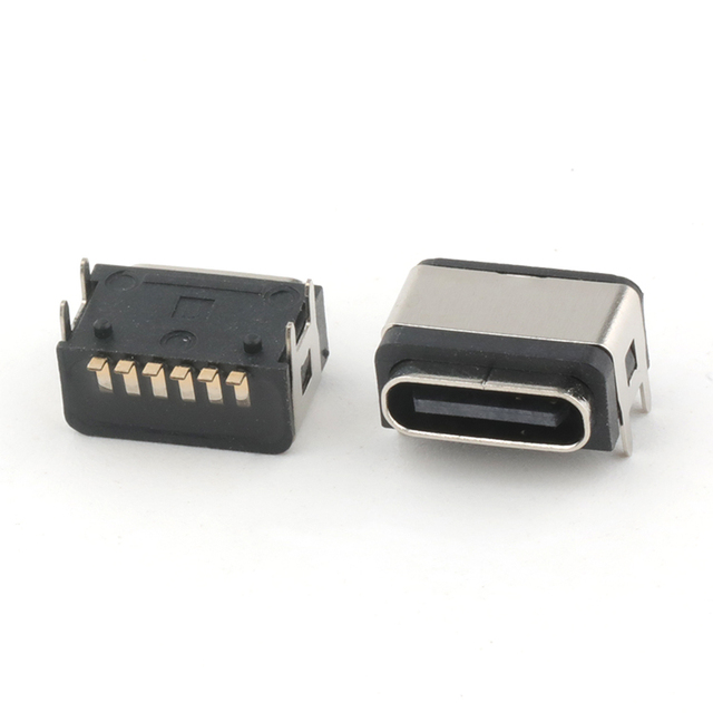 IP68 Waterproof USB C Connector Vertical SMT 6Pin USB Type C Connector
