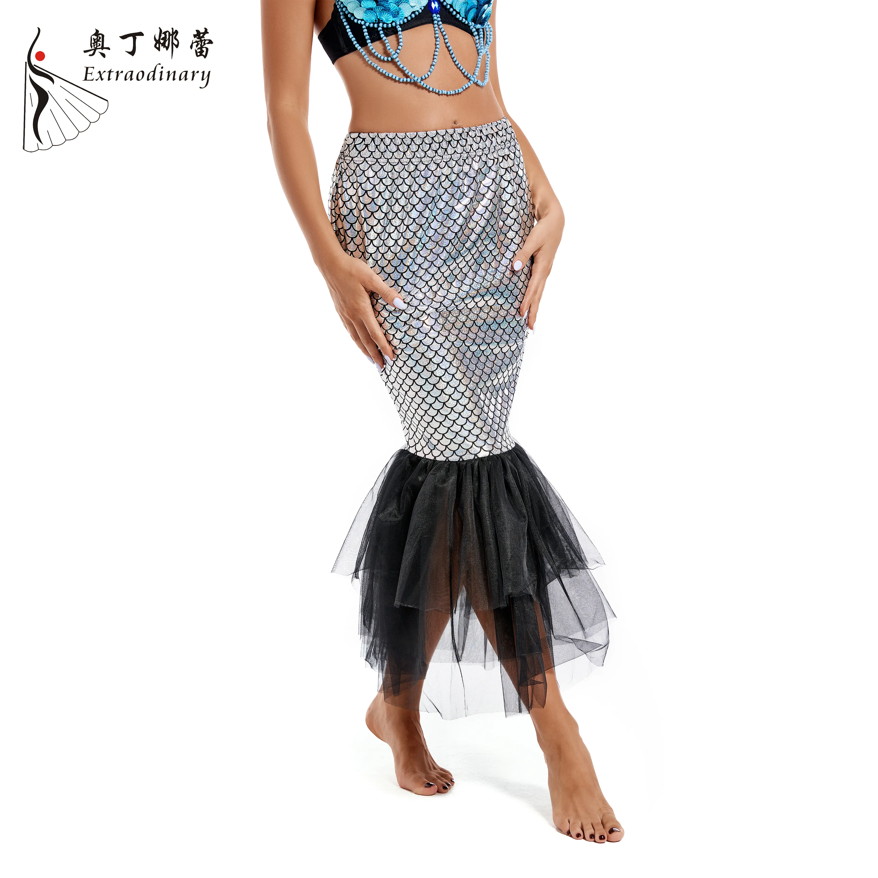 2023 ưa thích Cô Gái Nàng Tiên Cá sequin Top váy và váy lễ hội trang phục sân khấu