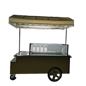 Mobile Popsicle Cart Ice Cream Showcase Refrigerator