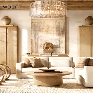 WBERT Rh Fournisseur Table basse carrée ouverte de la campagne américaine-Table à thé ronde lignée pour le salon - Product Image 3