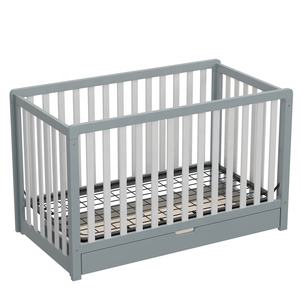 Cuna de Madera Ajustable en Altura con Cajón Grande, Fabricada en Madera de Pino de Nueva Zelanda, Color Gris, Venta al Por Mayor - Product Image 5