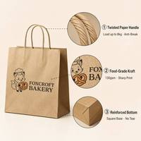 Sac de livraison en kraft brun anti-graisse de qualité supérieure, renforcé, pour café, bubble tea, traiteur, livraison à domicile, pochette de service pour repas