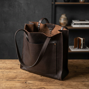 Bolso de Mano de Cuero, Fabricación Personalizada OEM, Hecho a Mano, a la Moda, Impermeable, Gran Capacidad, Ligero, Bolso de Compras para Mujer con Cierre - Product Image 5