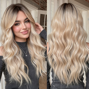 New Arrival Factory Wholesale Gradient Brown Big Wave Long Curly Wig Full Head Wig For Women Fashion Style - Product Image 3