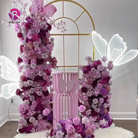Soie Rose Violet Rose Pêche Fleur Coureur Corne Fleur Arc Guirlande Décorative Fête Fleurs Mariage