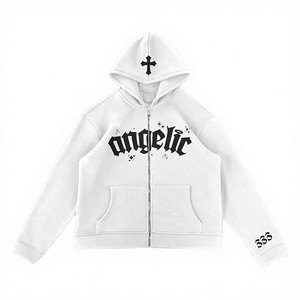 Sweat-shirt à capuche zippé surdimensionné pour homme 450 GSM, impression puff, coton lourd, fabricant OEM - Product Image 2