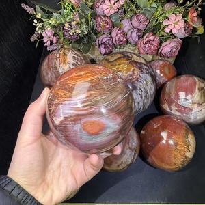 Esfera tallada natural al por mayor Esfera <span class=keywords><strong>de</strong></span> madera petrificada <span class=keywords><strong>de</strong></span> gran tamaño para la decoración del hogar - Product Image 2