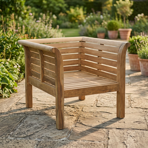 Chaise de salle à manger d'extérieur en teck massif, style moderne, mobilier durable pour patio, terrasse, parc et cuisine, marque Enterprise - Product Image 1