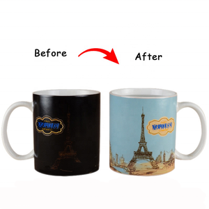 <span class=keywords><strong>Tazas</strong></span> de café de cerámica de 11oz, taza negra que cambia de Color mágico con agua caliente, sublimación creativa personalizada - Product Image 6