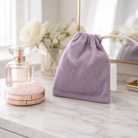 Pochette Mini en Velours Côtelé Personnalisable avec Étiquette Couleur, Fermeture à Cordon Réglable pour Pièces de Monnaie, Écouteurs, Bijoux, Cosmétiques et Petits Objets