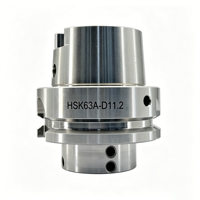 Porta-Sondas CNC HSK63A-D11.2 de Alta Rigidez, Portaherramientas de Fresado de Extremo Sólido, Interfaz de Husillo de Acero Endurecido para Rectificado de Precisión