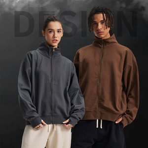 เสื้อสเวตเชิ้ตผ้าเทอร์รี่คอตตอนแบบซิปครึ่งตัว OEM ODM  ซิป 1/4  ปักลาย  เป็นมิตรกับสิ่งแวดล้อม  ทรงโอเวอร์ไซส์  สตรีทแวร์  สั่งทำได้  ลำลอง  ใส่ได้ทั้งชายและหญิง - Product Image 1